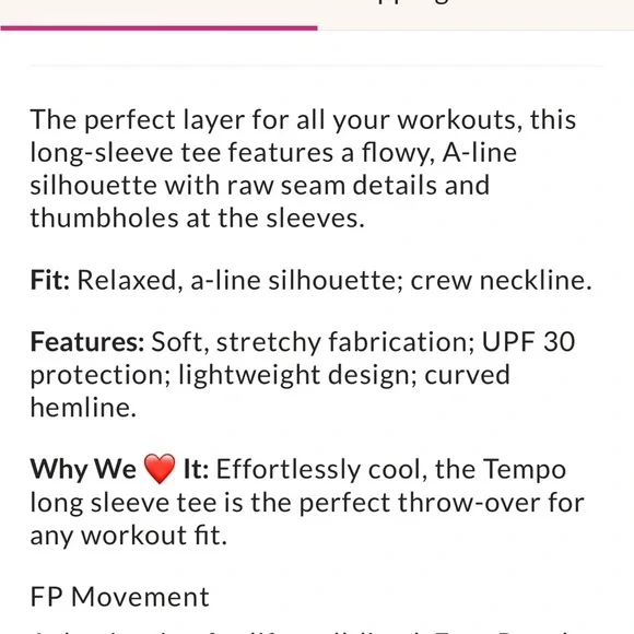 FP Movement Tempo Long Sleeve Tee - Picture 4 of 5